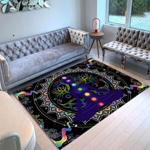 area rugs chakra meditation spiritual yoga 3d digital print carpet living room bedroom sofa mat door mat home decoration 5.25 x 7.5 ft/63 x 90 in