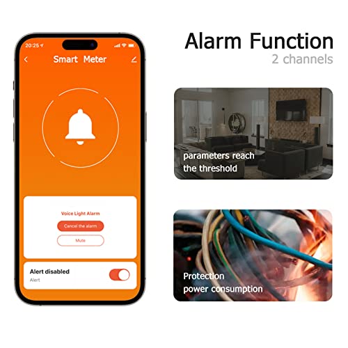 WAMARIN Smart Multifuctional Energy Meter 2 Wire Single Phase 80A, WIFI Electricity Usage Digital Monitor, Remote Control Current Voltage Protection, Compatible with Alexa Google Assistant, 2121