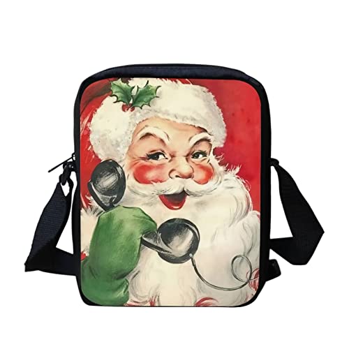 BIGCARJOB Xmas Gifts Crossbody Totebags for Womens Girls,Funny Christmas Santa Claus Print Mini Messenger Bags Zipper Wallet Boys Girls Cute Purse Sling Shooulder Handbags