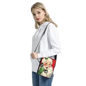 BIGCARJOB Xmas Gifts Crossbody Totebags for Womens Girls,Funny Christmas Santa Claus Print Mini Messenger Bags Zipper Wallet Boys Girls Cute Purse Sling Shooulder Handbags