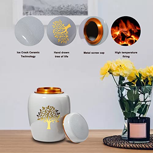 MOCANDA Small Urns for Human Ashes,Beautiful Ceramic Tree of Life Cremation Urn,Keepsake Urns for Human Ashes,For Sharing Adult or Baby Urns for Ashes,Pet Urn.