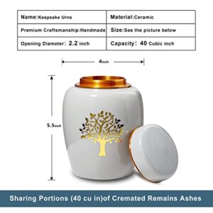 MOCANDA Small Urns for Human Ashes,Beautiful Ceramic Tree of Life Cremation Urn,Keepsake Urns for Human Ashes,For Sharing Adult or Baby Urns for Ashes,Pet Urn.