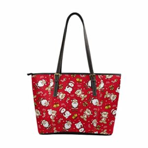 interestprint christmas santa and bear women’s stylish tote bag travel shoulder bag