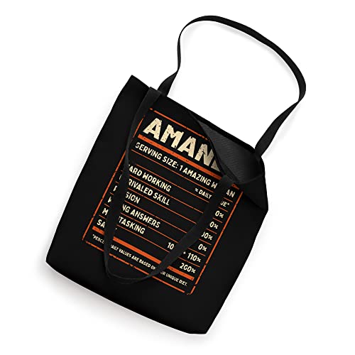 Amanda Nutrition Facts Personalized Girls Name Quirky Tote Bag