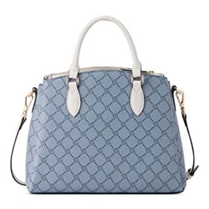 NINE WEST Zenith Small Triple Compartment Satchel Crossbody, Chambray Logo/Milk