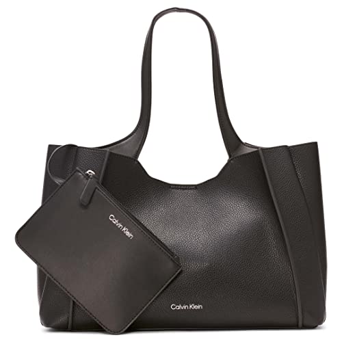 Calvin Klein Sahara East/West Tote, Black/Silver