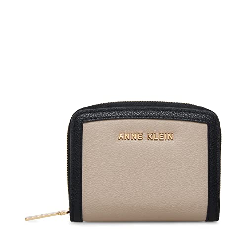 Anne Klein AK Small Colorblocked Wallet, Stone/Black