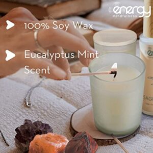 Sage Spray and Soy Wax Candles Set. Sage Spray for Cleansing Negative Energy & Smudging Kit with Soy Wax Candles - Ideal for Meditation, Therapy, Reiki. Spiritual Gifts for Women.