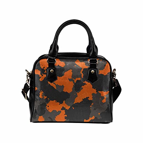 D-Story Orange Camouflage Handbags for women Leather Purses and Handbags for Women Shoulder Bag Top Handle Satchel Ladies