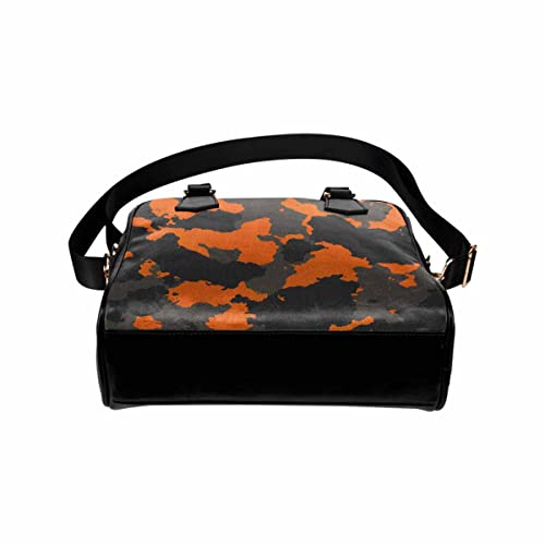 D-Story Orange Camouflage Handbags for women Leather Purses and Handbags for Women Shoulder Bag Top Handle Satchel Ladies