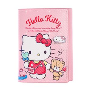 onezhi cartoon wallet for girls women cute kawaii anime kitty melody pu slim thin short