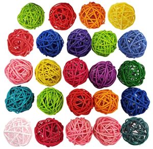 decorative rattan ball, used for bowl center piece, bird toy, table decoration, 24pcs rattan decorative bough ball, spherical bowl filler, vase filler, home decoration