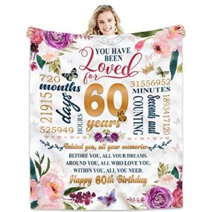 hcoviv 60th birthday gifts women blanket 50*60, happy 60th birthday gift ideas, 60th birthday decorations, gifts for women turning 60, gifts for 60-year-old, best birthday present 1963 throw blanket