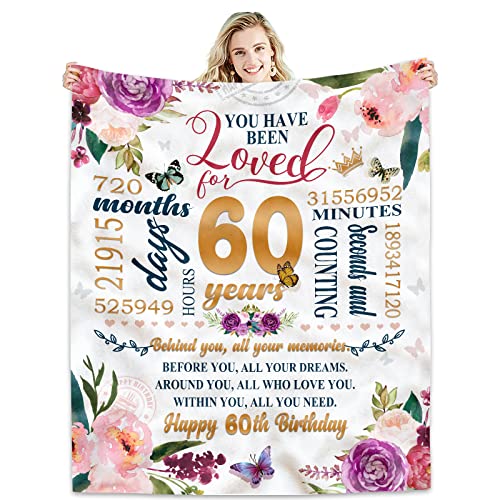 Hcoviv 60th Birthday Gifts Women Blanket 50*60, Happy 60th Birthday Gift Ideas, 60th Birthday Decorations, Gifts for Women Turning 60, Gifts for 60-Year-Old, Best Birthday Present 1963 Throw Blanket