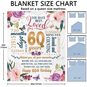 Hcoviv 60th Birthday Gifts Women Blanket 50*60, Happy 60th Birthday Gift Ideas, 60th Birthday Decorations, Gifts for Women Turning 60, Gifts for 60-Year-Old, Best Birthday Present 1963 Throw Blanket