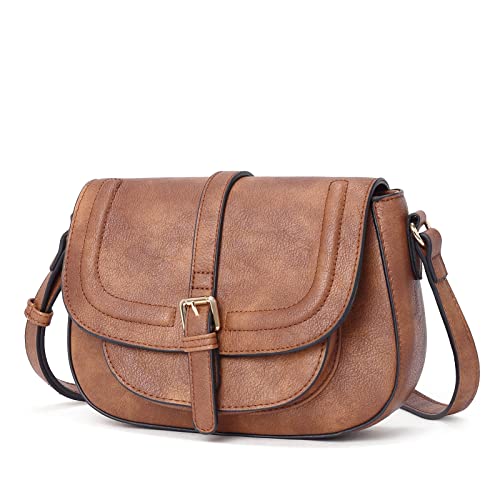 CLUCI Crossbody Saddle Bags for Women Purses Handbags for ladies Girls Travel Satchel Bag Vintage Leather Shoulder Bag