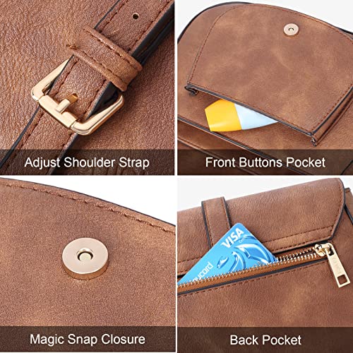 CLUCI Crossbody Saddle Bags for Women Purses Handbags for ladies Girls Travel Satchel Bag Vintage Leather Shoulder Bag