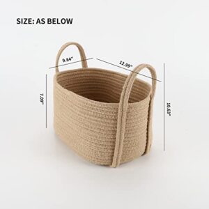 YAHUAN Woven Jute Storage Basket Wicker Storage Basket Handmade Natural Straw Rope Baskets with Handles For Blankets,Toys,Clothes,Shoes,Plant(nature jute)