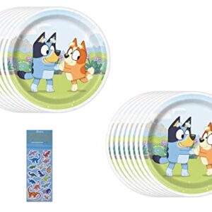 Unique Bluey Birthday Party Supplies Bundle Pack includes Dessert Cake Paper Plates - 16 Count