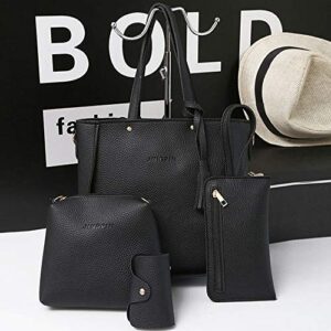 Handbags for Women 4Pcs Set Womens Tote Crossbody Bags Satchel Purse Wallet Fashion Trendy One Shoulder Bag