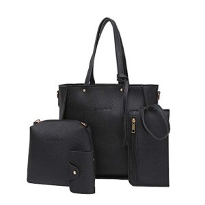 Handbags for Women 4Pcs Set Womens Tote Crossbody Bags Satchel Purse Wallet Fashion Trendy One Shoulder Bag