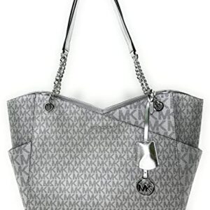 Michael Kors Large Jet Set Travel Chain Shoulder Tote (Silver)