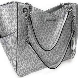 Michael Kors Large Jet Set Travel Chain Shoulder Tote (Silver)