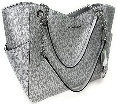 Michael Kors Large Jet Set Travel Chain Shoulder Tote (Silver)