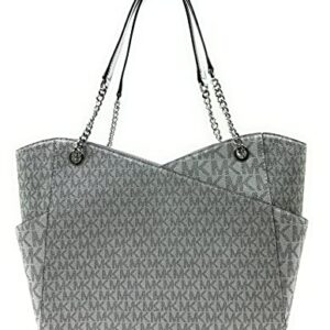 Michael Kors Large Jet Set Travel Chain Shoulder Tote (Silver)