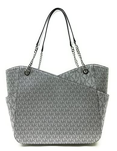 Michael Kors Large Jet Set Travel Chain Shoulder Tote (Silver)