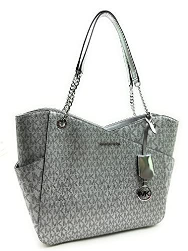 Michael Kors Large Jet Set Travel Chain Shoulder Tote (Silver)