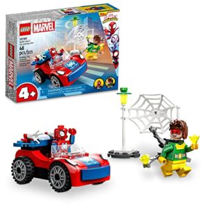 lego marvel spider-man’s car and doc ock set 10789, spidey and his amazing friends buildable toy for kids 4 plus years old with glow in the dark pieces