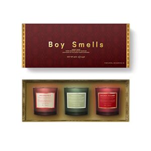 boy smells holiday votive trio | 18 hour long burn | coconut & beeswax blend | luxury scented candles for home (3 pack, 3 oz each)