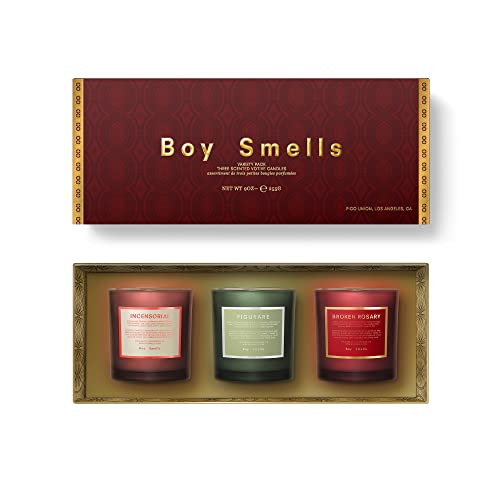 Boy Smells Holiday Votive Trio | 18 Hour Long Burn | Coconut & Beeswax Blend | Luxury Scented Candles for Home (3 Pack, 3 oz Each)