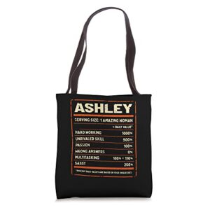 ashley nutrition facts personalized girls name quirky tote bag