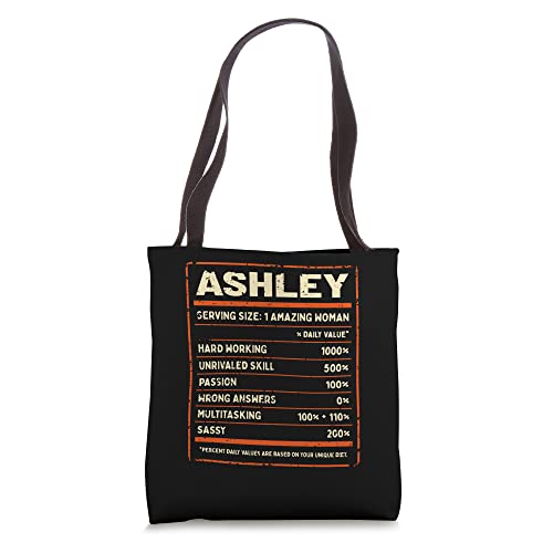 Ashley Nutrition Facts Personalized Girls Name Quirky Tote Bag