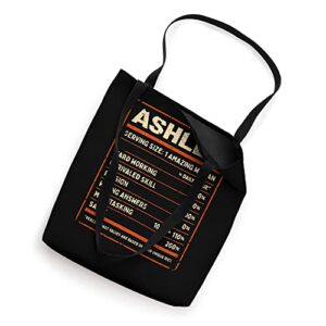 Ashley Nutrition Facts Personalized Girls Name Quirky Tote Bag