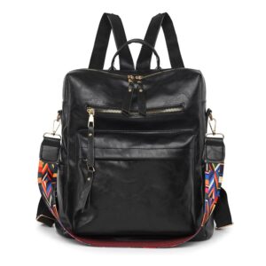 logbagpa women fashion backpack purses pu leather anti theft large ladies handbags and shoulder travel bags (3-black)