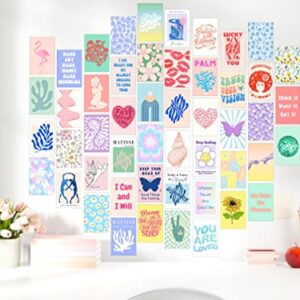 JUJU'S VIBES 50pcs Coconut Girl Room Decor Aesthetic Collage Posters, That Vanilla Girl Aesthetic Preppy Wall Collage, Cute Danish Pastel Wall Collage Kit Aesthetic Cute Pictures for Bedroom Decor, Photos for Dorm, Wall, Clean Girl Room Decor for Teen, Co