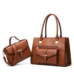 keepop women 2pcs set handbag leather shoulder crossbody bag work top-handle purse large capacity satchel for christmas thanksgiving day