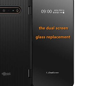 5Pcs V60 ThinQ Dual Screen Front Screen Glass Replacement with Pre- Installed Tape for The Case Cover for LG V60 ThinQ All Model +Tools