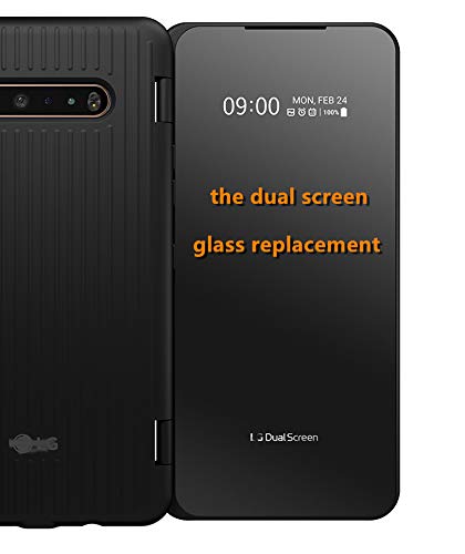 5Pcs V60 ThinQ Dual Screen Front Screen Glass Replacement with Pre- Installed Tape for The Case Cover for LG V60 ThinQ All Model +Tools