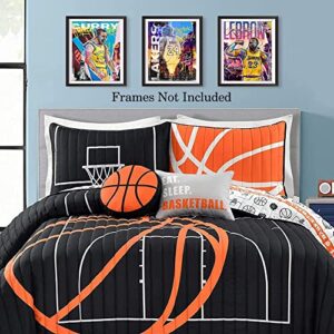 Basketball Stars Wall Art, Graffiti Basketball Art Prints, Stephen Curry Lebron James Giannis Antetokounmpo Canvas Motivational Posters for Boy's Room Man Cave Home Decor, 4-Set (8"x10" Unframed)