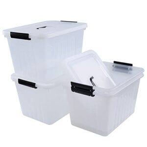 farmoon 20 quart clear latching storage bin with handle, 4 packs plastic storage boxes