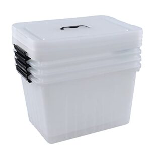 Farmoon 20 Quart Clear Latching Storage Bin with Handle, 4 Packs Plastic Storage Boxes