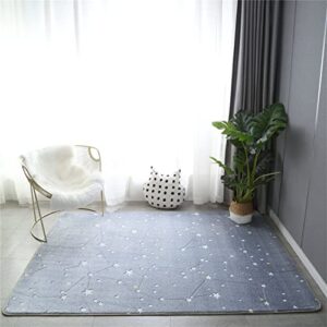 Gefosin Luminous Area Rug Glow in The Dark for Bedroom Living Room, Unique Soft Washable Modern Indoor Rugs for Children Dorm Home Decor, Blue Galaxy 6.6x6.6 Feet