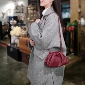 Women's Cow Leather Bag Cloud Shoulder Bag Crossbody Small Bag Pleated Clutch Soft Leather Dumpling Bag Largebags32cm White