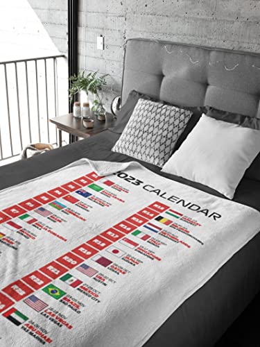 Formula 1 F1 Racing Calendar and Flags Blanket, F1 Sherpa Fleece Blanket, F1 Blanket for Fan Lover Him Husband Daddy Grandpa Boyfriend, F1 Merchandise, Gift for Christmas Birthday Thanksgiving