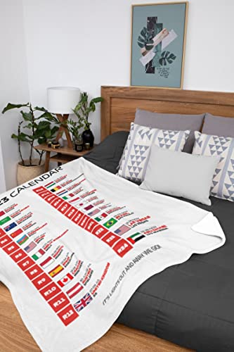 Formula 1 F1 Racing Calendar and Flags Blanket, F1 Sherpa Fleece Blanket, F1 Blanket for Fan Lover Him Husband Daddy Grandpa Boyfriend, F1 Merchandise, Gift for Christmas Birthday Thanksgiving