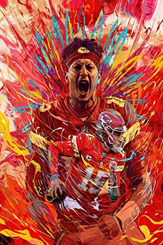 SANTA RONA Football Sports Poster Canvas Prints Wall Art Decor Living Room Artwork Posters Bedroom Modern Wall Art Pictures (W16inxL24in,Patrick Mahomes)